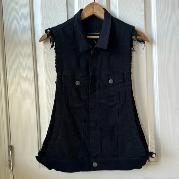 NWOT Citizens of humanity x Jerome Dahan distressed Sleeveless Jean Jacket Black - Picture 2 of 15